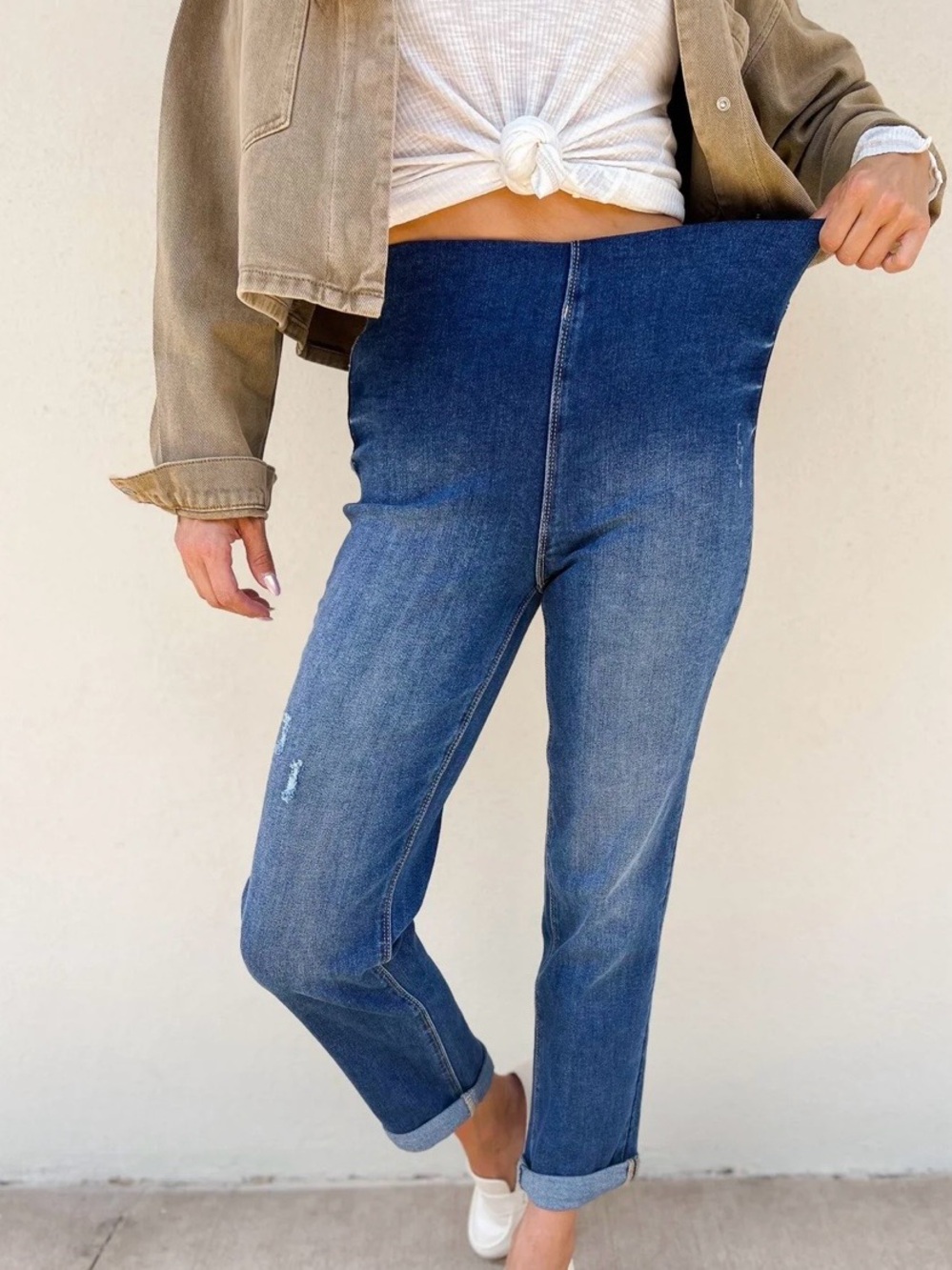 Risen Pull On Boyfriend Jeans